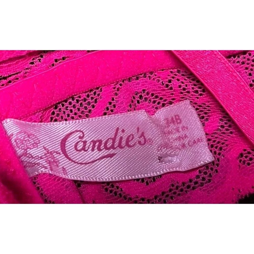 Candie's Bralette Pink Lace Underwired Bra 34B Adjustable Strap